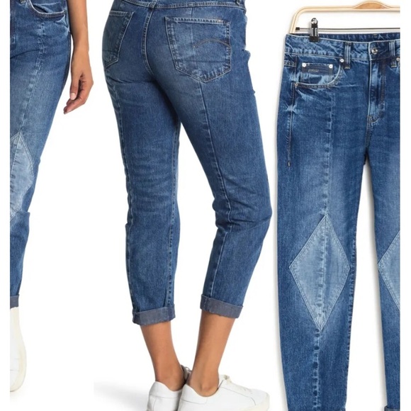 G-STAR RAW | Geometric Knee Patch Boyfriend Jeans New With Tags NWT Size 24 - Picture 2 of 6